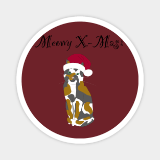 Meowy X-mas santa hat - tortoise shell Magnet